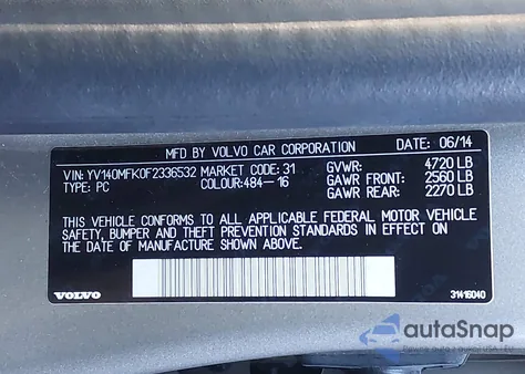 2015 Volvo S60 T5 Premier из США, поврежденный, VIN YV140MFK0F2336532